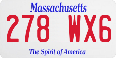 MA license plate 278WX6