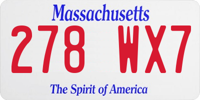 MA license plate 278WX7