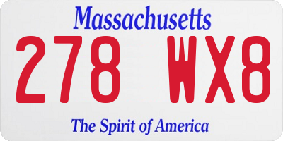 MA license plate 278WX8