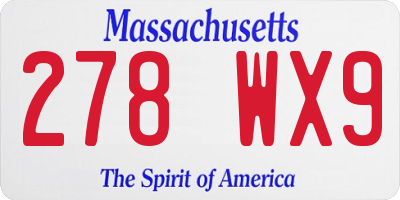 MA license plate 278WX9