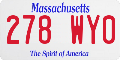 MA license plate 278WY0