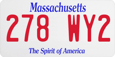MA license plate 278WY2