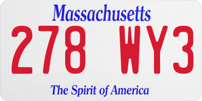 MA license plate 278WY3