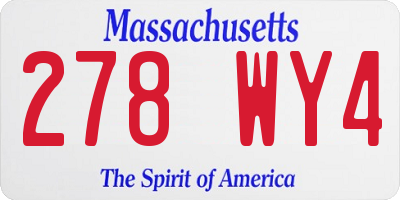 MA license plate 278WY4