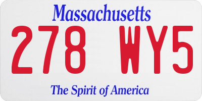 MA license plate 278WY5