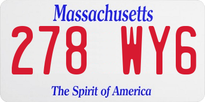 MA license plate 278WY6