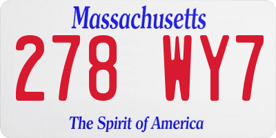 MA license plate 278WY7