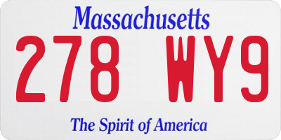 MA license plate 278WY9