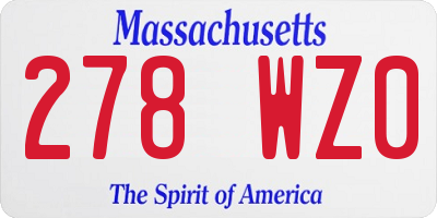 MA license plate 278WZ0