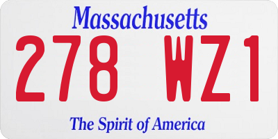 MA license plate 278WZ1