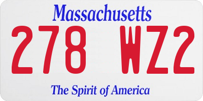 MA license plate 278WZ2