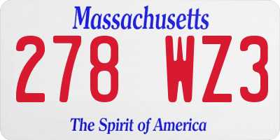 MA license plate 278WZ3