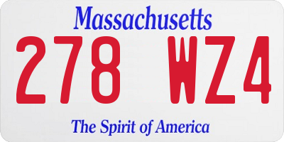 MA license plate 278WZ4