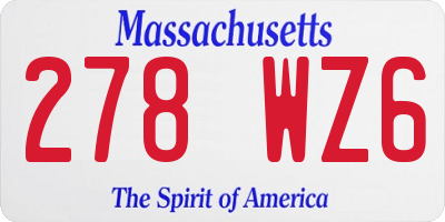 MA license plate 278WZ6