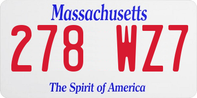 MA license plate 278WZ7