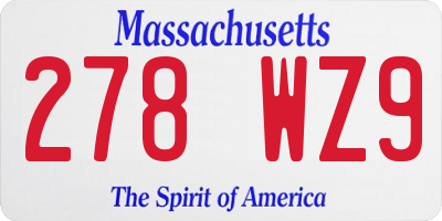 MA license plate 278WZ9