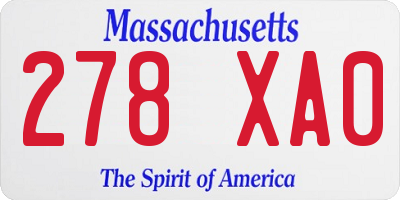 MA license plate 278XA0