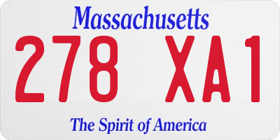 MA license plate 278XA1