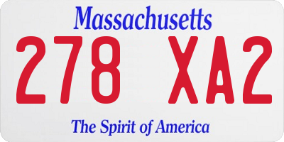 MA license plate 278XA2