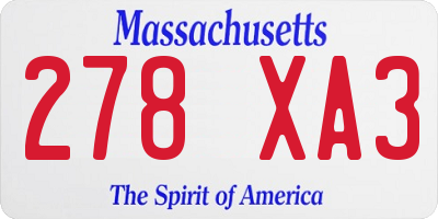 MA license plate 278XA3