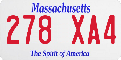 MA license plate 278XA4