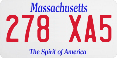 MA license plate 278XA5