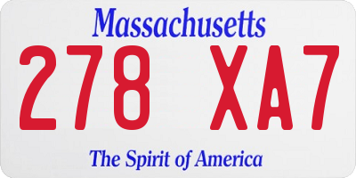 MA license plate 278XA7