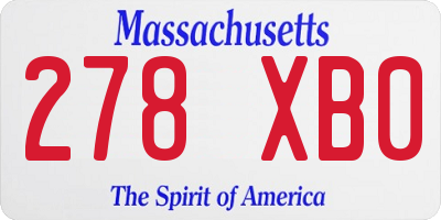 MA license plate 278XB0