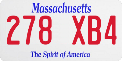 MA license plate 278XB4