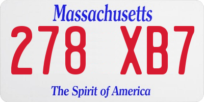 MA license plate 278XB7