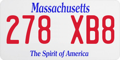 MA license plate 278XB8