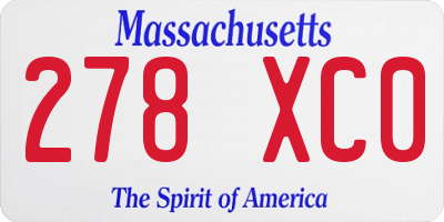 MA license plate 278XC0