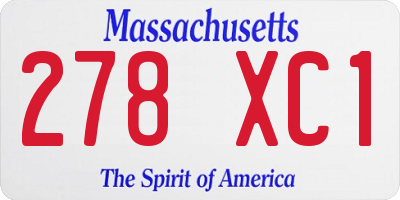 MA license plate 278XC1