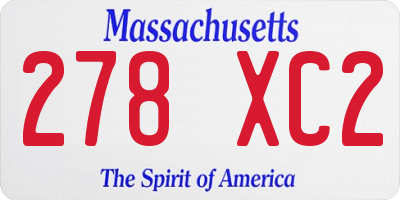 MA license plate 278XC2