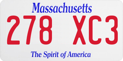 MA license plate 278XC3