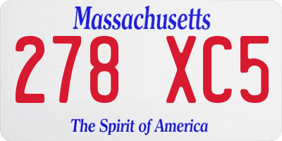 MA license plate 278XC5