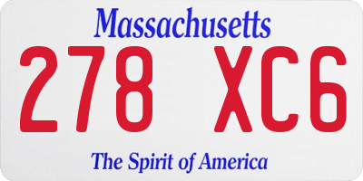 MA license plate 278XC6