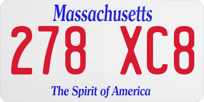 MA license plate 278XC8