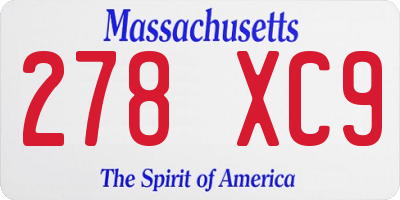 MA license plate 278XC9