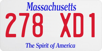 MA license plate 278XD1