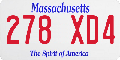 MA license plate 278XD4