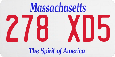 MA license plate 278XD5