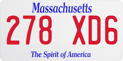 MA license plate 278XD6