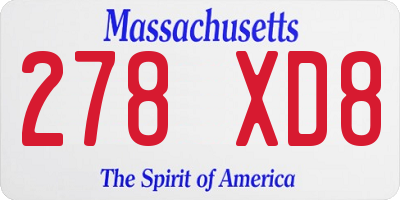 MA license plate 278XD8