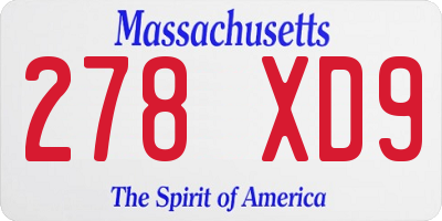 MA license plate 278XD9
