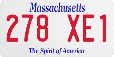 MA license plate 278XE1