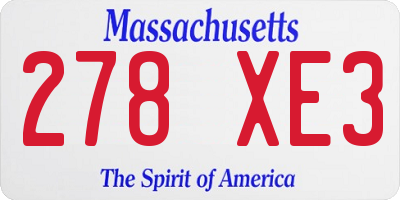 MA license plate 278XE3