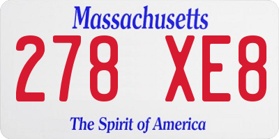 MA license plate 278XE8