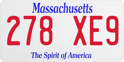 MA license plate 278XE9