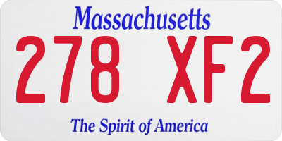 MA license plate 278XF2